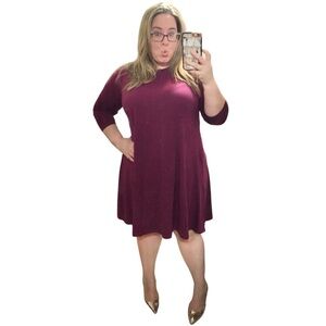 ASOS Curve Swing Dress Size 20 Cranberry